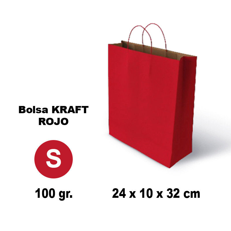 BOLSA KRAFT S 24X10X32 100G ROJO 25 UNIDADES | GRAFOPLAS | 1 UNIDAD | 8436618710130 Imagen principal del producto