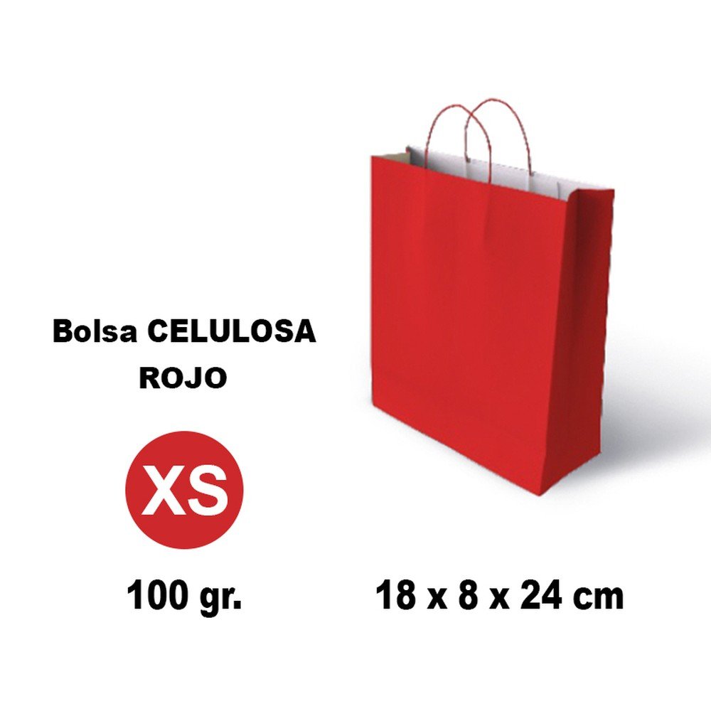 BOLSA CELULOSA XS 18X8X24 100G ROJO 25 UNIDADES | GRAFOPLAS | 1 UNIDAD | 8436618710451 Imagen principal del producto