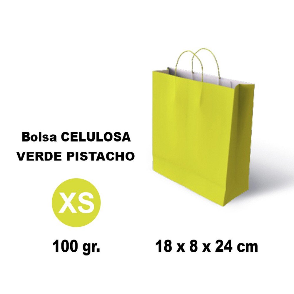 BOLSA CELULOSA XS 18X8X24 100G VERDE PASTEL 25 UNIDADES | GRAFOPLAS | 1 UNIDAD | 8436618710499 Imagen principal del producto