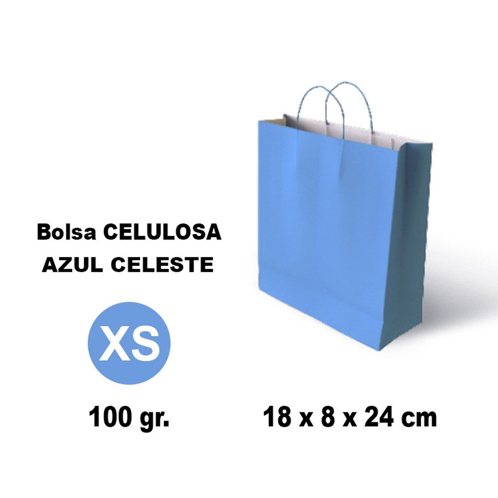 BOLSA CELULOSA XS 18X8X24 100G AZUL CLARO 25 UNIDADES | GRAFOPLAS | ENVASE 25 UDS. UNIDAD | 8436618710536 Imagen principal del producto