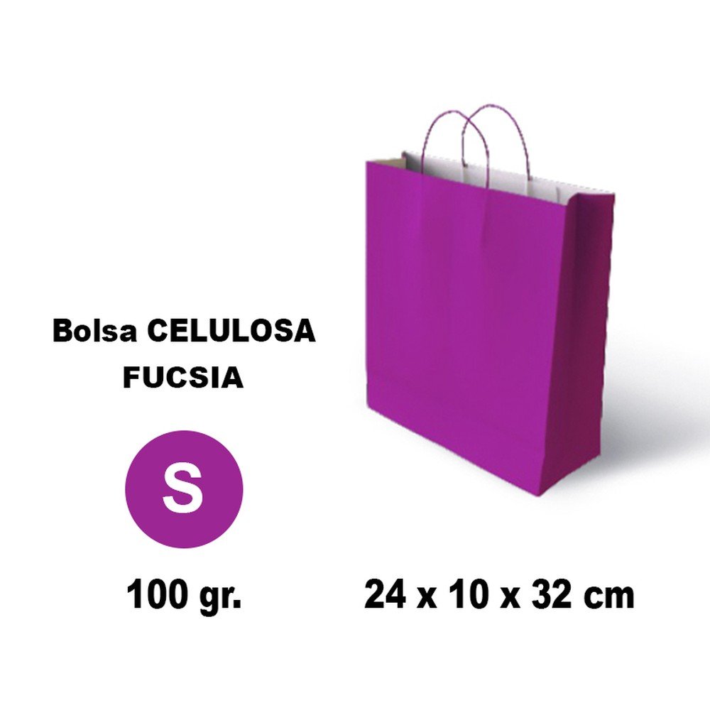 BOLSA CELULOSA S 24X10X32 100G FUCSIA 25 UNIDADES | GRAFOPLAS | 1 UNIDAD | 8436618710598 Imagen principal del producto