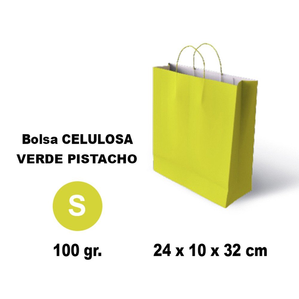 BOLSA CELULOSA S 24X10X32 100G VERDE PASTEL 25 UNIDADES | GRAFOPLAS | 1 UNIDAD | 8436618710611