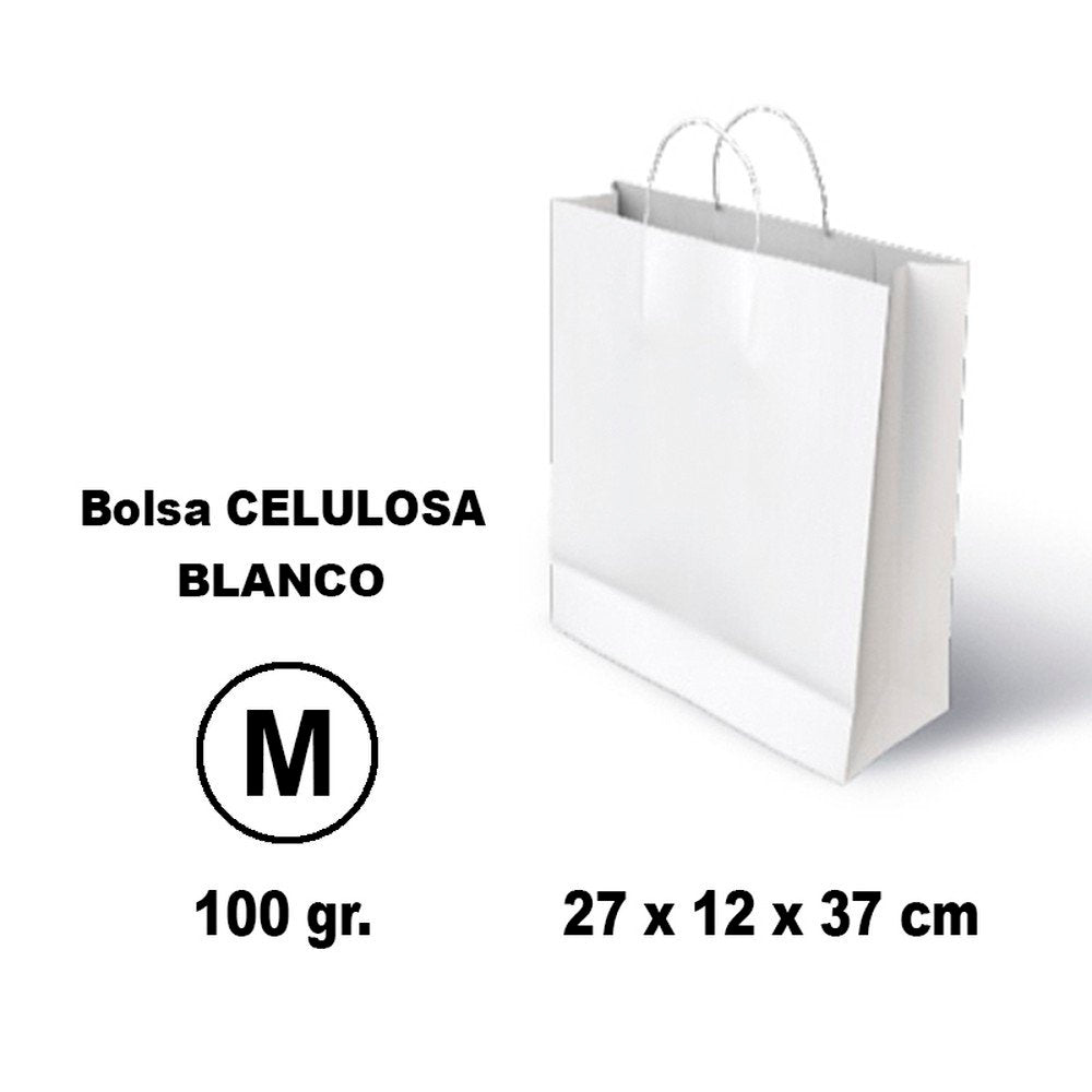 BOLSA CELULOSA M 27X12X37 100G BLANCO 25 UNIDADES | GRAFOPLAS | ENVASE 25 UDS. UNIDAD | 8436618710673