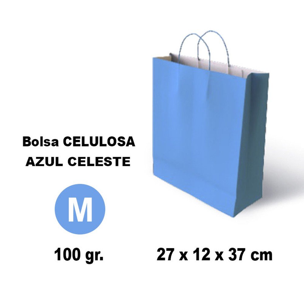 BOLSA CELULOSA M 27X12X37 100G AZUL CLARO 25 UNIDADES | GRAFOPLAS | ENVASE 25 UDS. UNIDAD | 8436618710772 Imagen principal del producto
