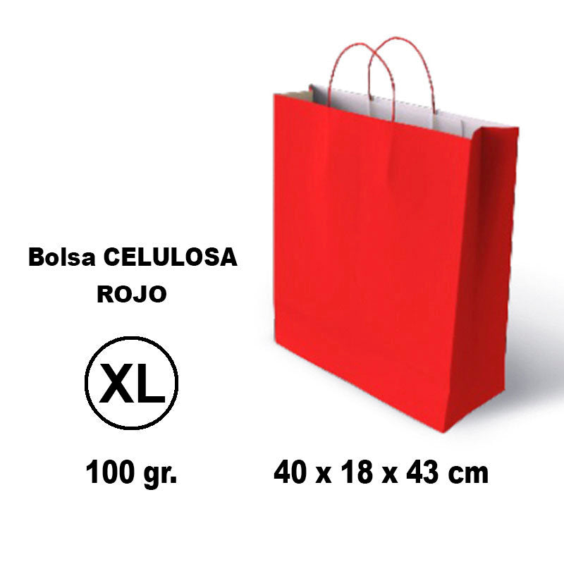 Bolsa celulosa XL 40x18x43 cm Rojo GRAFOPLAS Pack 25 unidades Imagen principal del producto