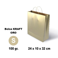 BOLSA KRAFT S 24X10X32 100G ORO 25 UNIDADES | GRAFOPLAS | ENVASE 25 UDS. UNIDAD | 8436618711076