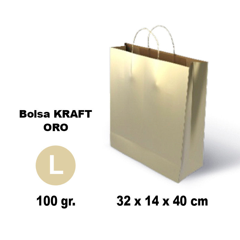 BOLSA KRAFT L 32X14X40 100G ORO 25 UNIDADES | GRAFOPLAS | 1 UNIDAD | 8436618711151