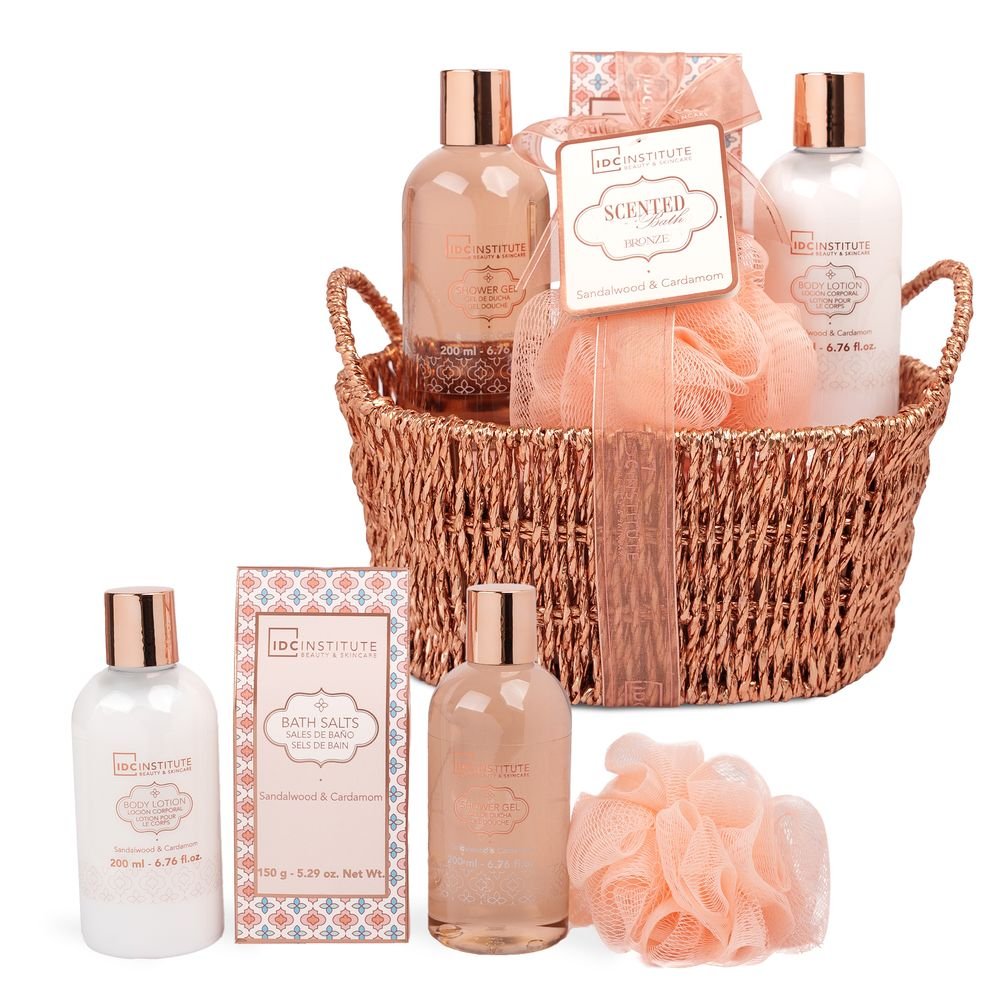 Cesta Rafia Cuidado Personal Perfumado 4p Bronze IDC