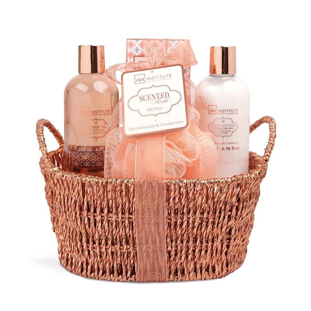 Cesta Rafia Cuidado Personal Perfumado 4p Bronze IDC