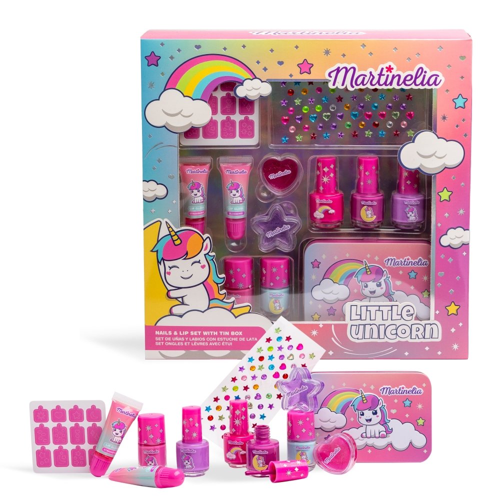 Set de Uñas y Labios Little Unicorn con Caja de Lata MARTINELIA