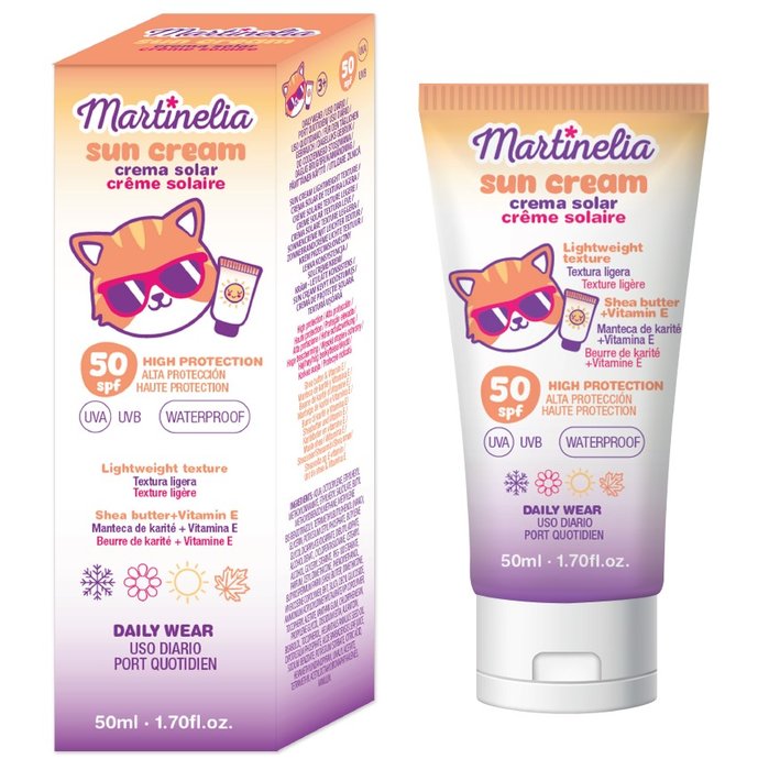 Crema Solar Infantil SPF 50 Resistente al Agua Martinelia