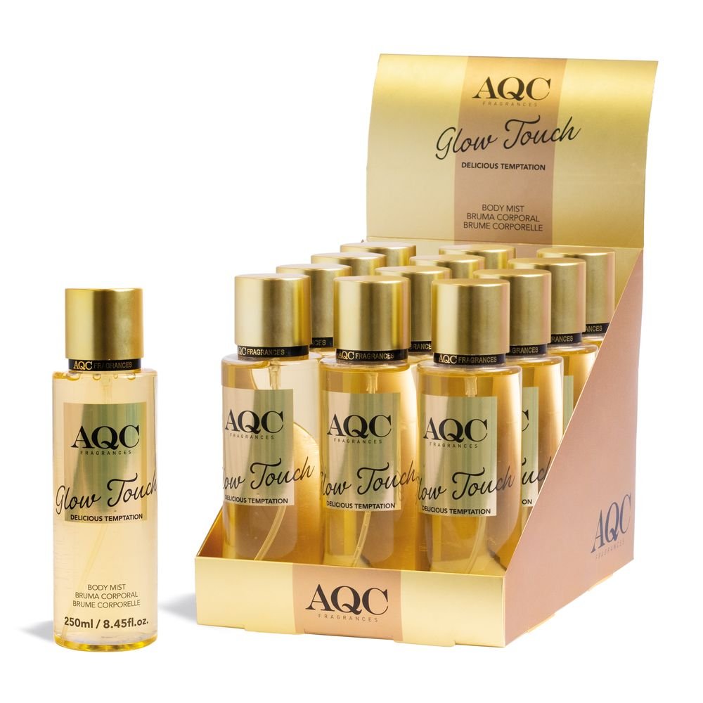 Expositor 12 Fragancia Body Mist Glow Touch Vainilla AQC Fragrances