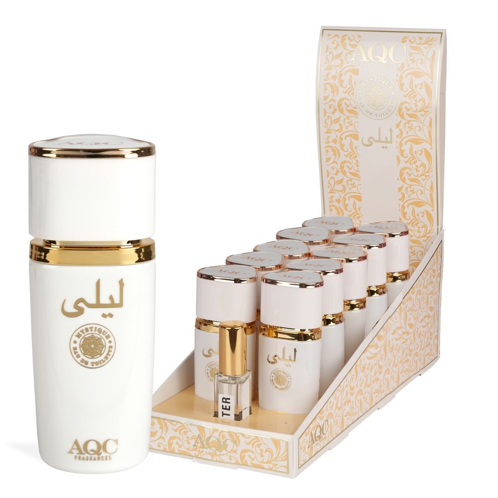 Expositor 10 Fragancia Arabe Leila Mystique 60 ml AQC Fragrances