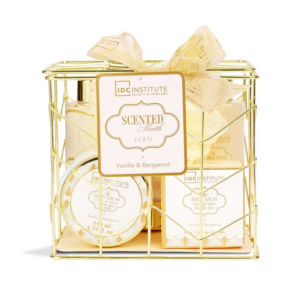 Cesta rejilla gold baño perfumado set regalo IDC