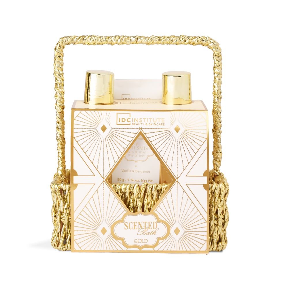 Cesta Rafia Gold Baño Perfumado - IDC Regalo