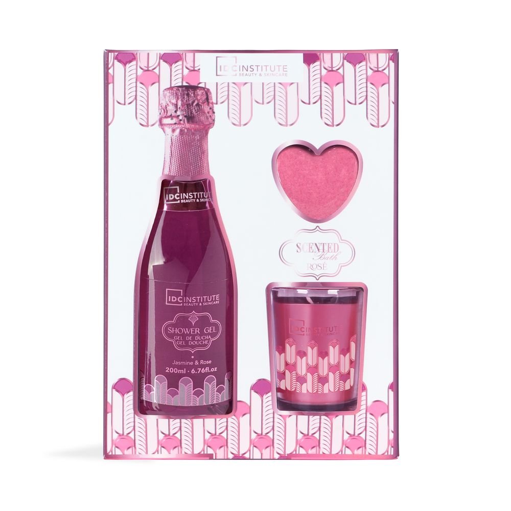 Set baño Rose Brillo Perfecto Gel, Vela y Bomba