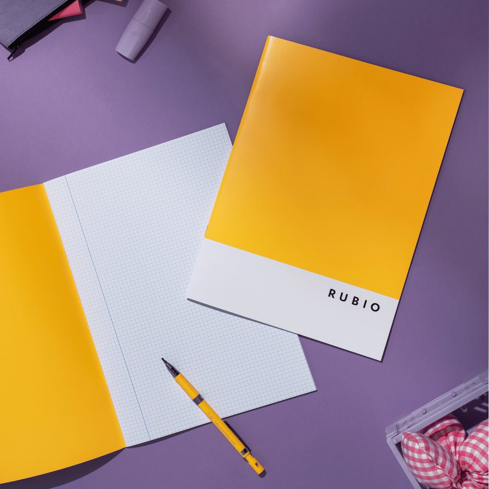 Libreta A4 80gr Grapa Cuadros 4mm Fluor Amarillo Rubio (Pack 5 uds)