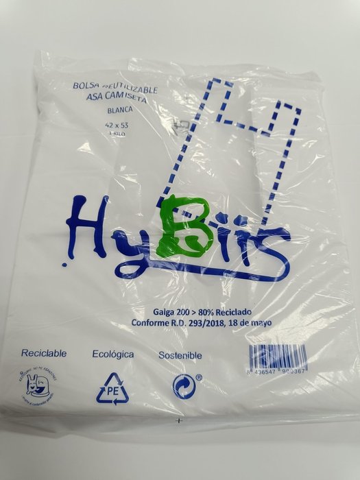 Bolsa camiseta 42x53 reciclada 50 unidades