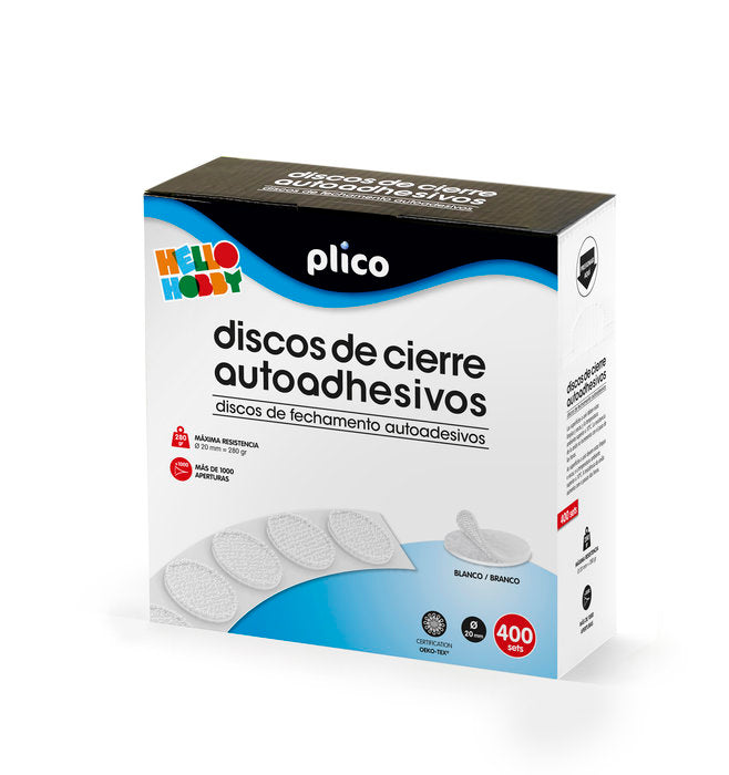 Discos de Cierre Textil Auto Adhesivos 20 mm Plico Pack 400 unidades blanco Imagen principal del producto