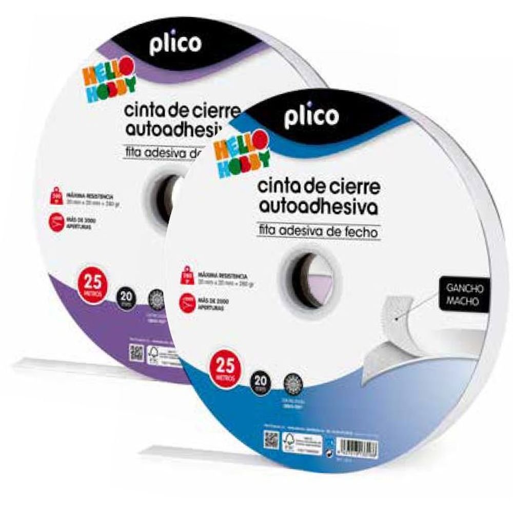Cremallera Textil Autoadhesiva 25 m Blanco Hembra Plico Imagen principal del producto