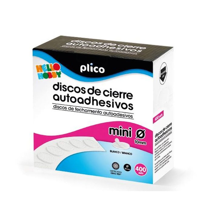 Discos de Cierre Textil Autoadhesivos Mini 10 mm Plico Pack 400 unidades