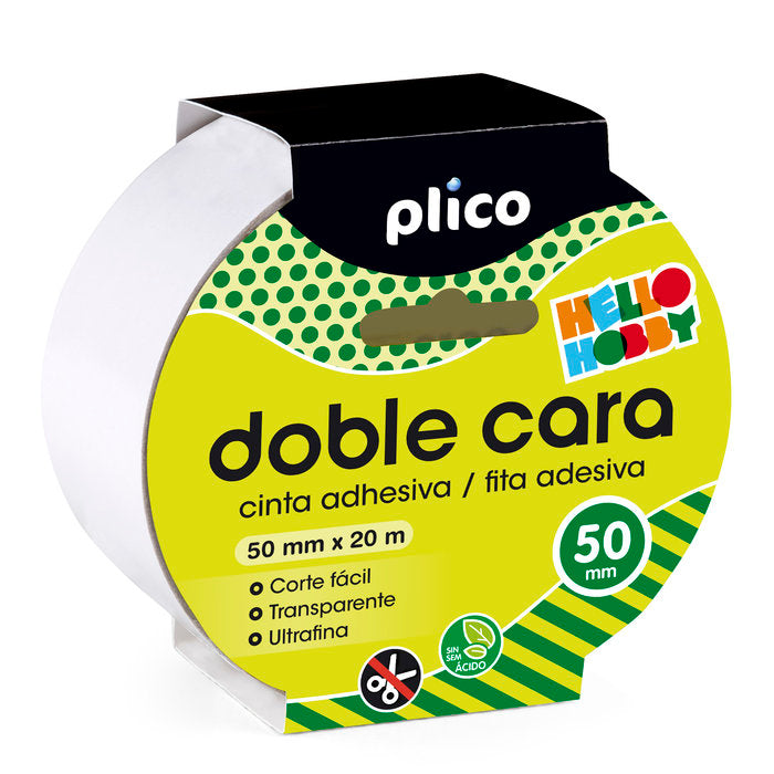 CINTA ADHESIVA DOBLE CARA 50 MM X 20 M MAXIMA ANCHURA | 1 UNIDADES | (PLICO)