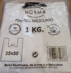 BOLSA CAMISETA 35X50 70%/80% RECICLADO 1 KG 65 UNIDADES APR | 1 UNIDADES | (RUEDA LOZANO JESUS)