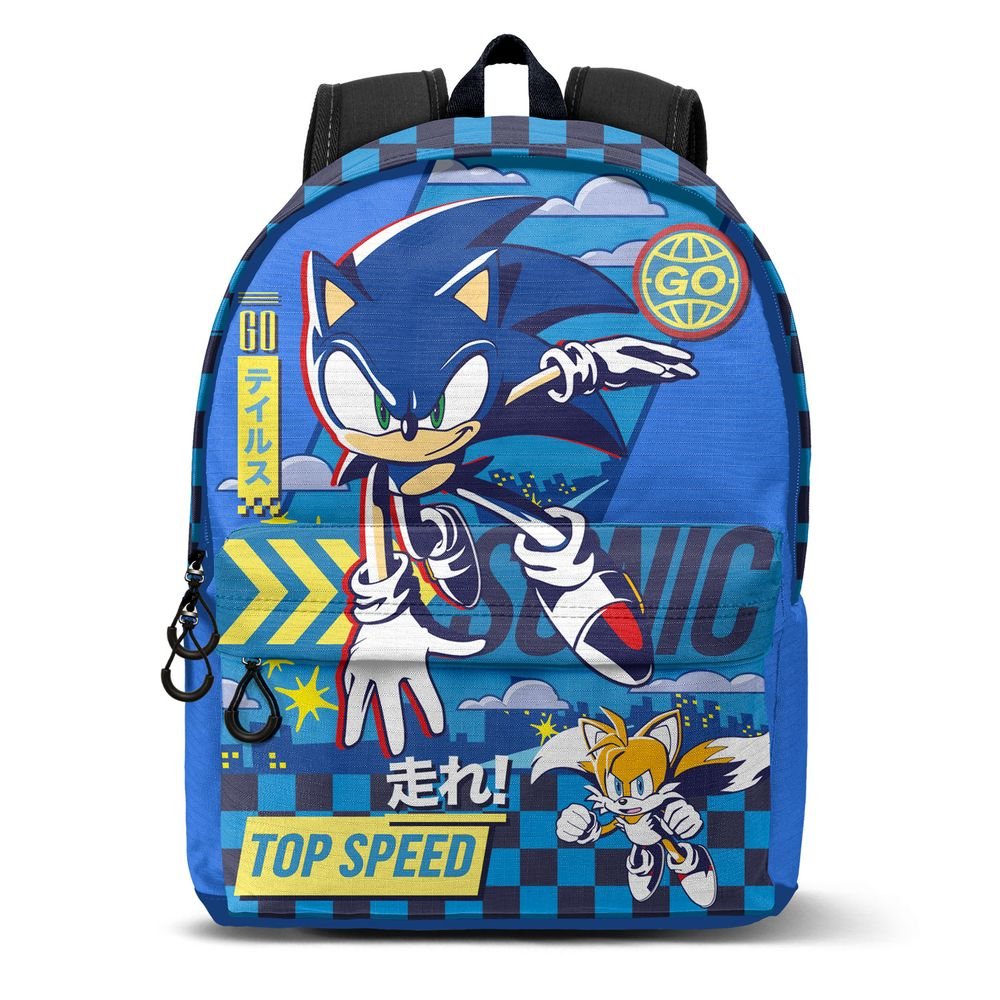 Mochila escolar con bolsillo Sonic Go Karactermania