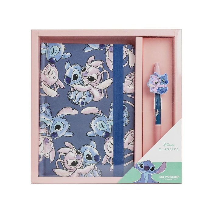 Set de papelería cuaderno + bolígrafo Stitch