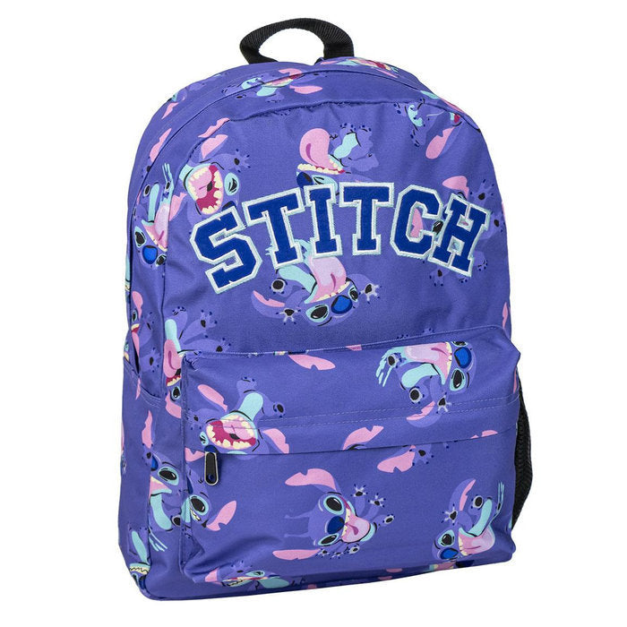 MOCHILA ESCOLAR GRANDE 42 CM STITCH AZUL ESTAMPADO | CERDA DISEÑO