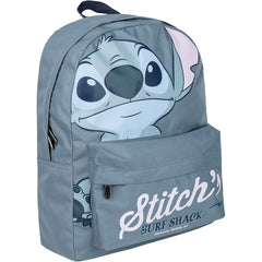 MOCHILA ESCOLAR CON BOLSILLO GRIS STITCH | CERDA DISEÑO