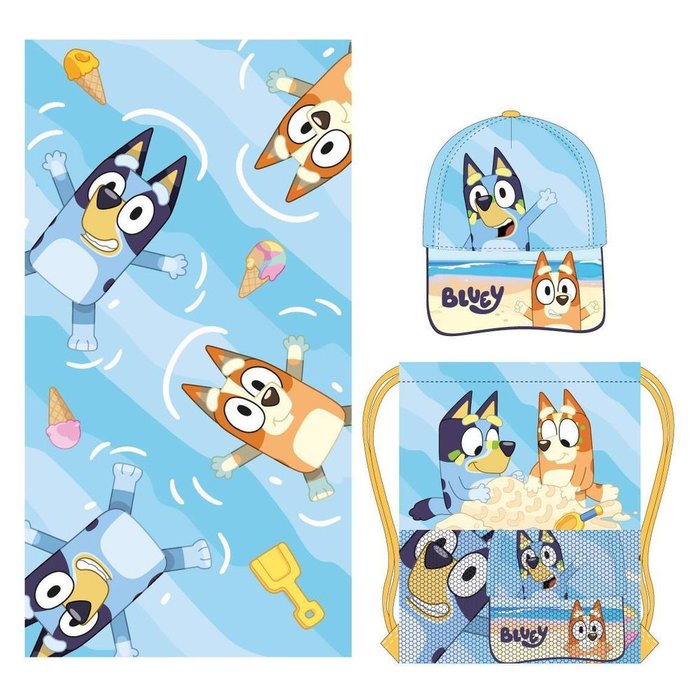 SET 3 PIEZAS TOALLA + GORRA + SAQUITO BLUEY | CERDA REGALO | 1 UNIDAD | 8445484488487 Imagen principal del producto
