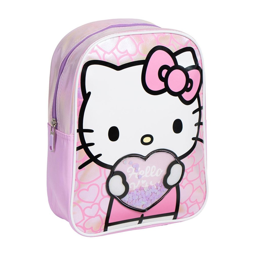 MOCHILA GUARDERIA IRIDISCENTE HELLO KITTY CORAZON CONFETTI | CERDA DISEÑO Imagen principal del producto