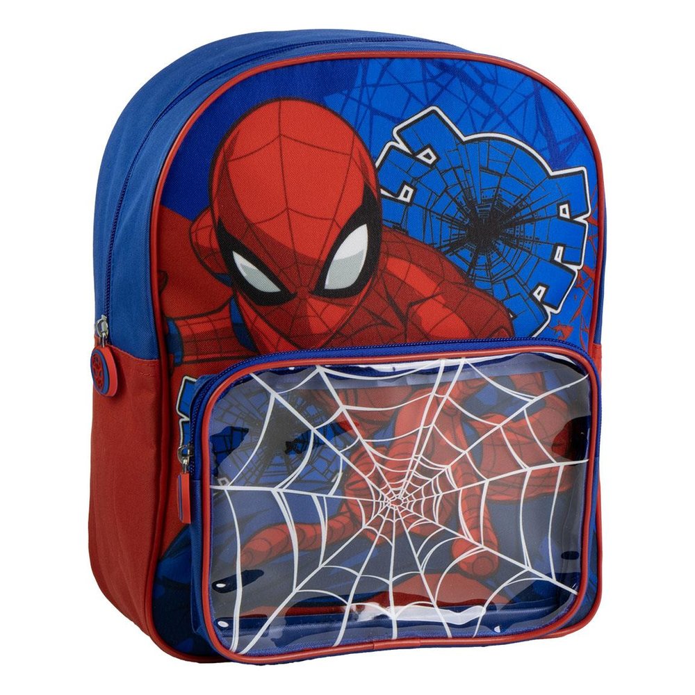 MOCHILA INFANTIL SPIDERMAN CON BOLSILLO TRANSPARENTE | CERDA DISEÑO