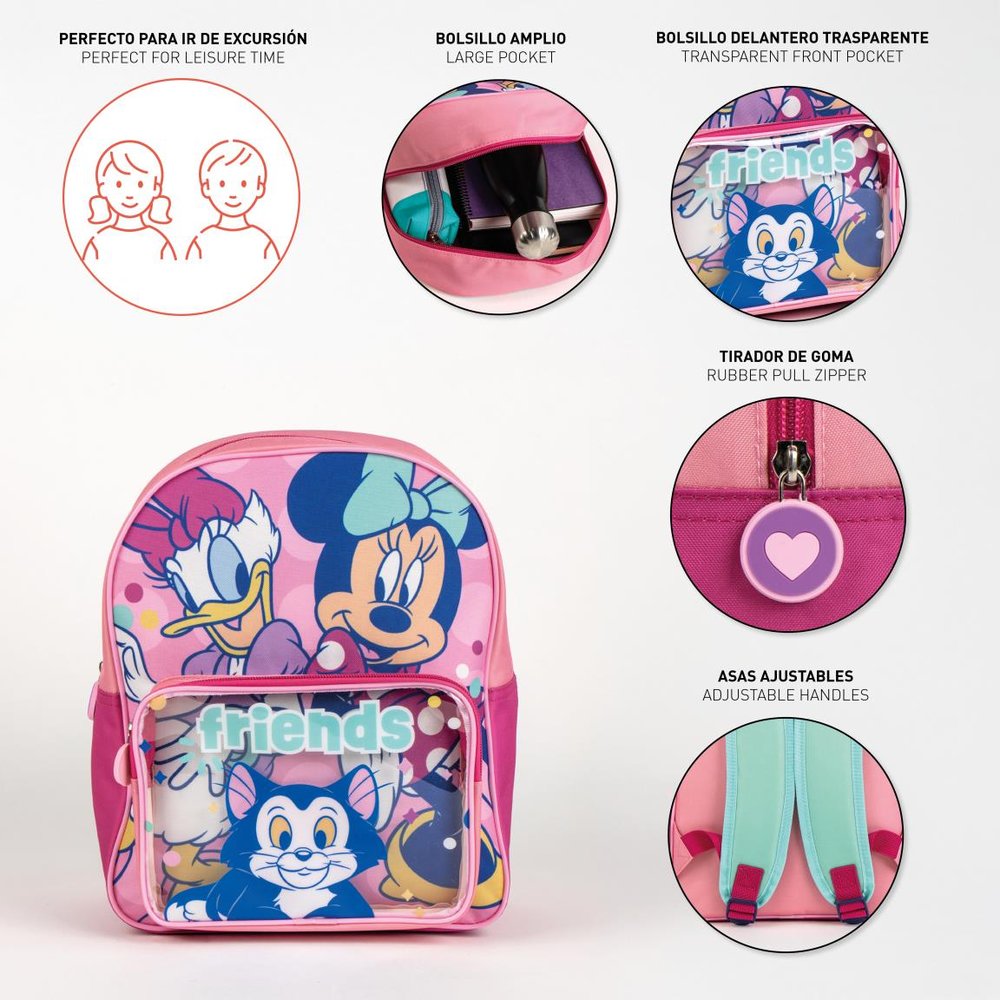 Mochila infantil Minnie con bolsillo transparente