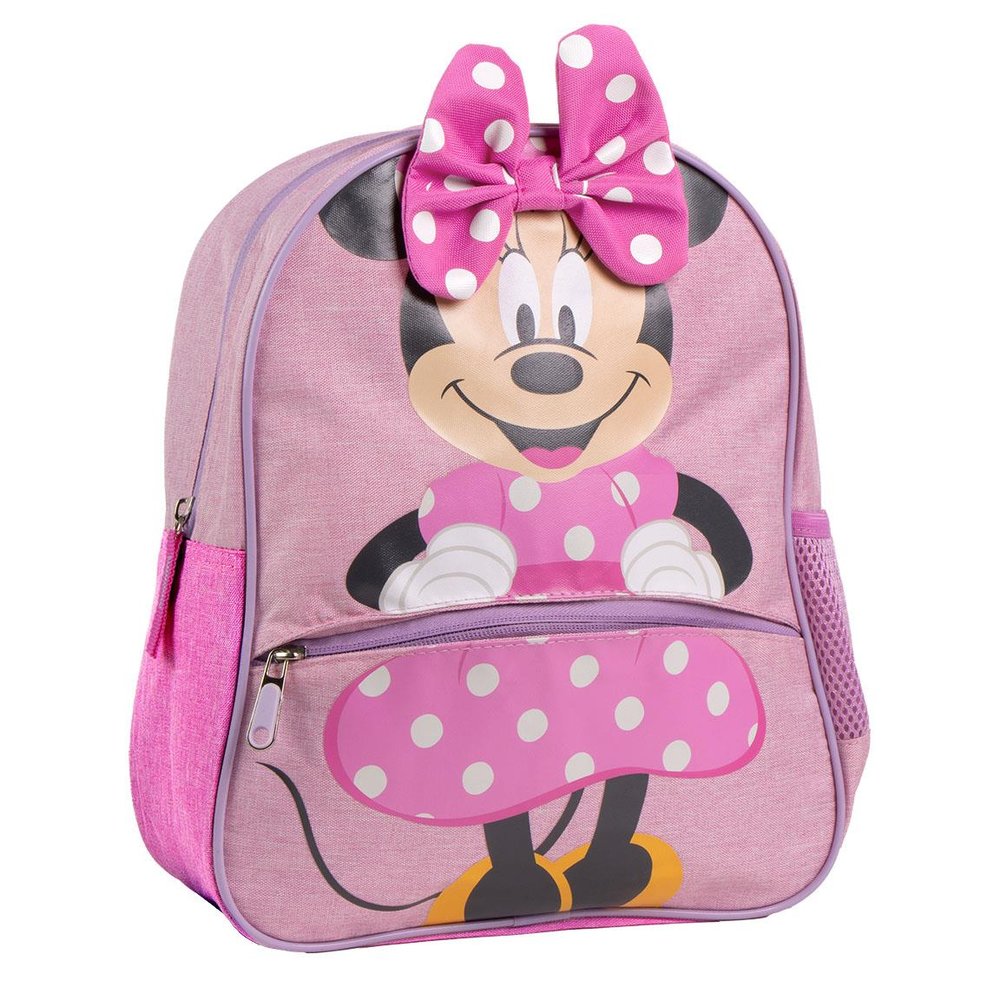 MOCHILA GUARDERIA MINNIE ROSA CON REJILLA CON LAZO 3D | CERDA DISEÑO
