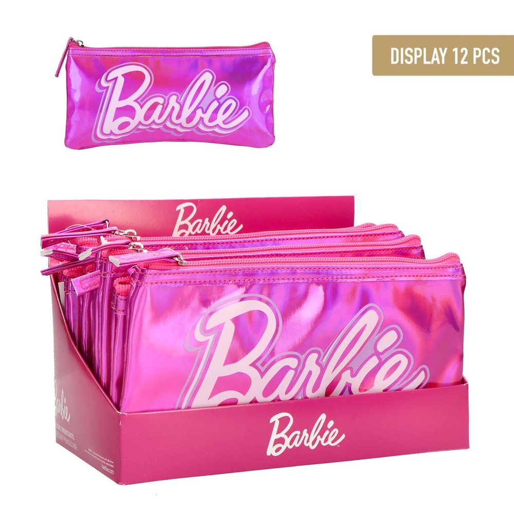Expositor 12 Estuche Portatodo Iridiscente Barbie Cerda Regalo
