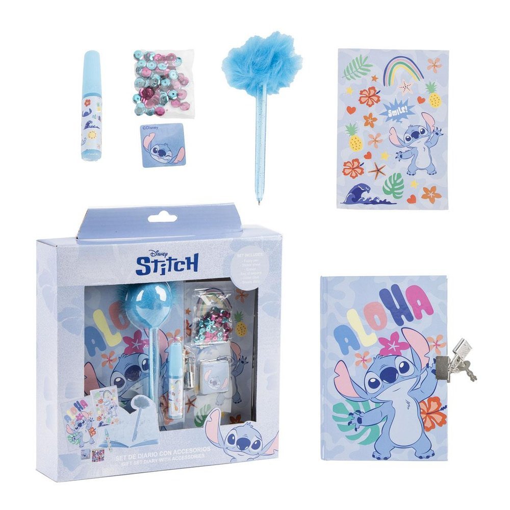 SET REGALO DIARIO + BOLIGRAFO + ACCESORIOS STITCH | 1 UNIDADES | (CERDA REGALO) Imagen principal del producto
