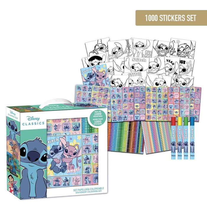 SET MEGA PACK STICKERS + SET DE COLOREAR 1000 PZS STITCH | CERDA REGALO | 1 UNIDAD | 8445484513295 Imagen principal del producto