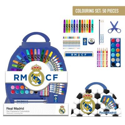 SET PAPELERIA MALETIN COLOREABLE 50 PIEZAS REAL MADRID | CERDA REGALO | 1 UNIDAD | 8445484534245 Imagen principal del producto