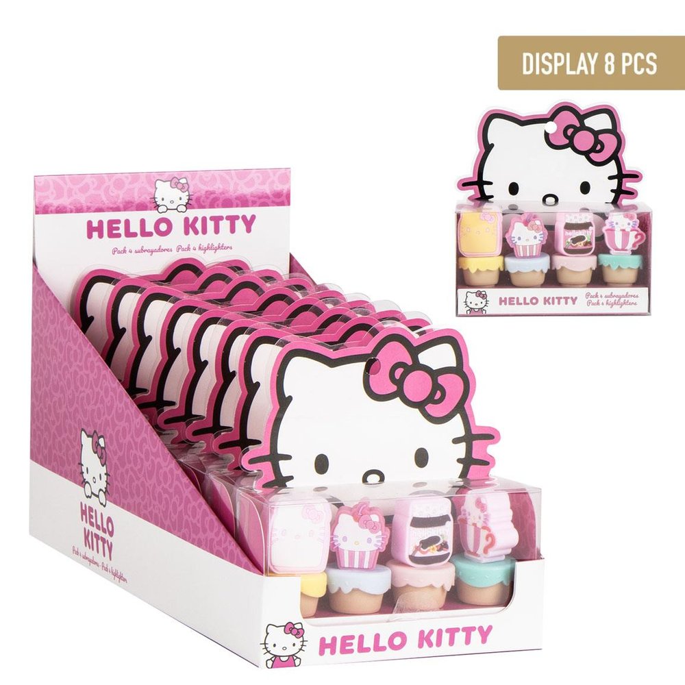 Expositor 8 Set Subrayadores Hello Kitty Helados CERDA Regalo