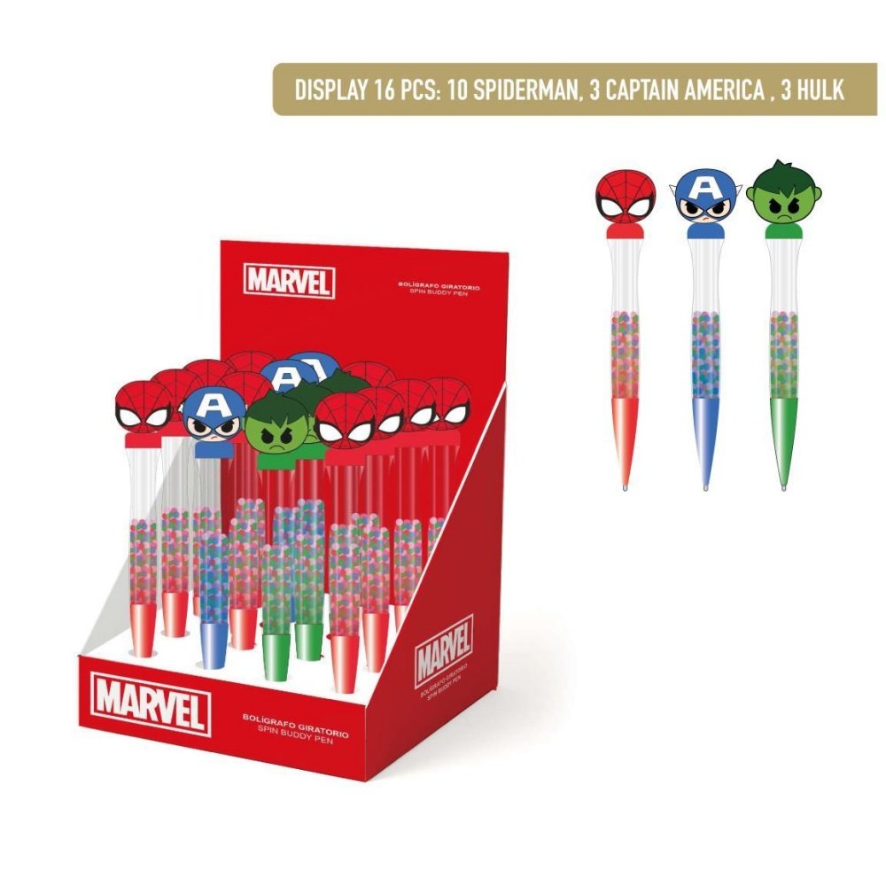 Expositor 16 bolígrafos giratorios Marvel - Cerda Regalo