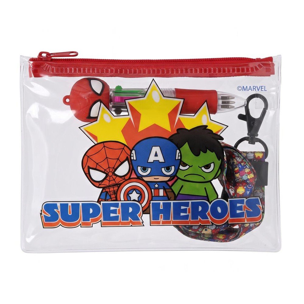 Set estuche transparente + bolí + colgante Marvel Cerda