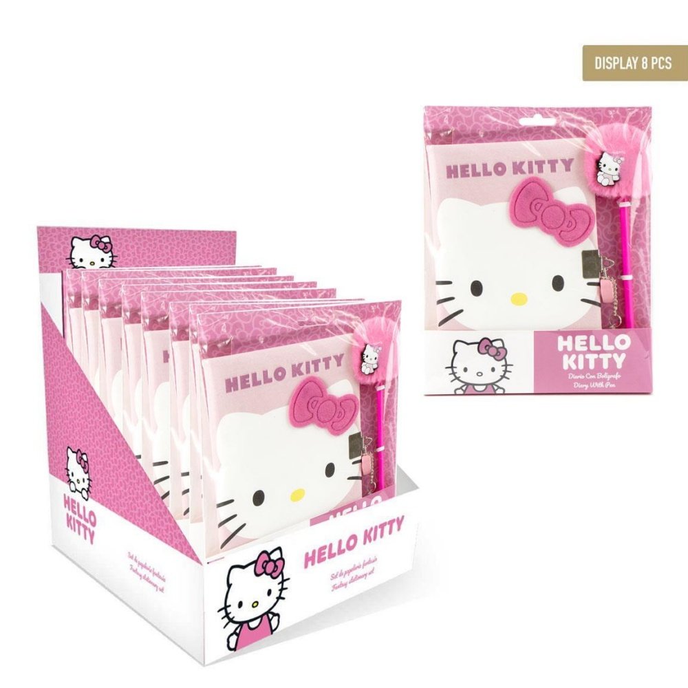 Set Diario con Candado + Bolí Peluche Hello Kitty
