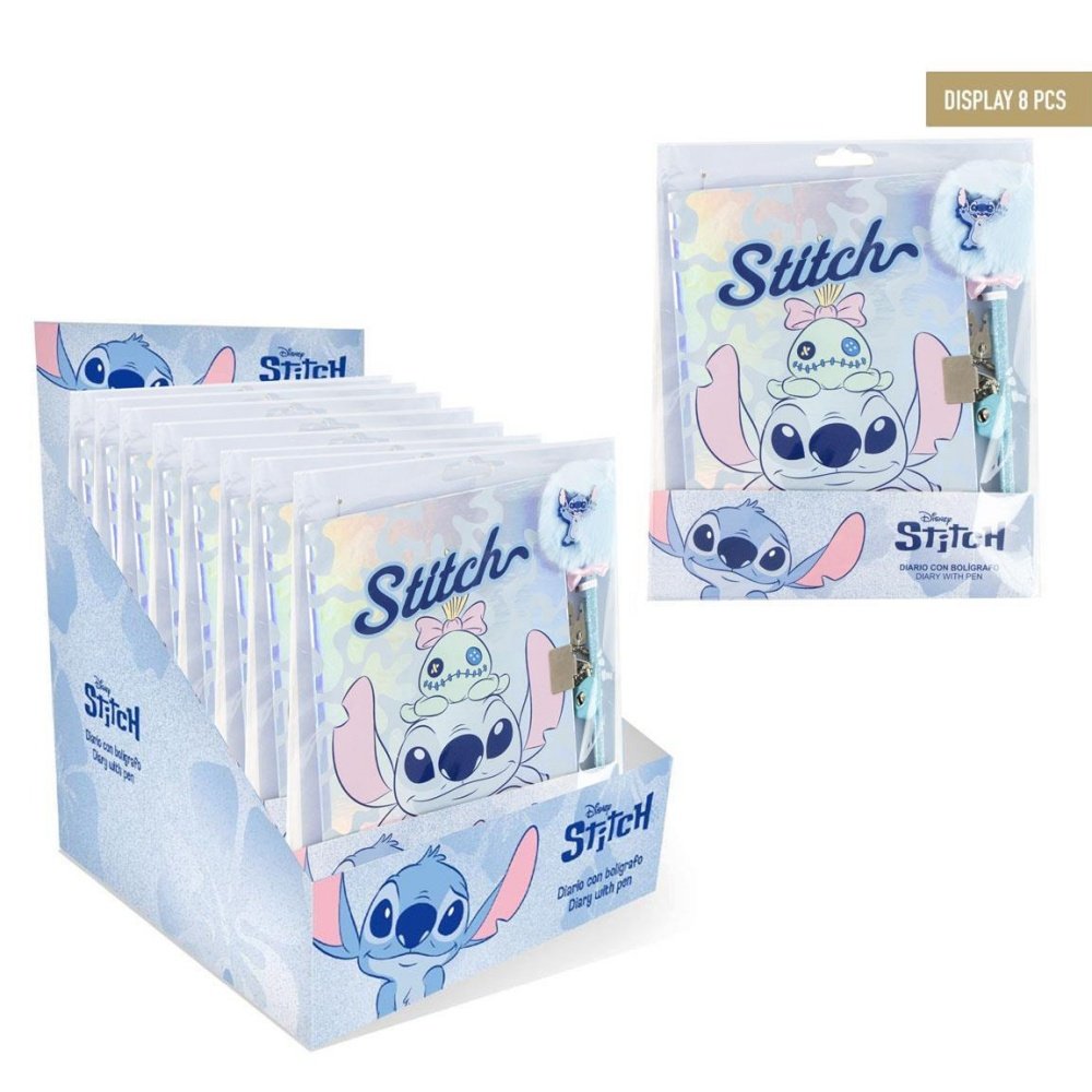 Set Diario con Candado y Boli Iridiscente Stitch Cerda Regalo