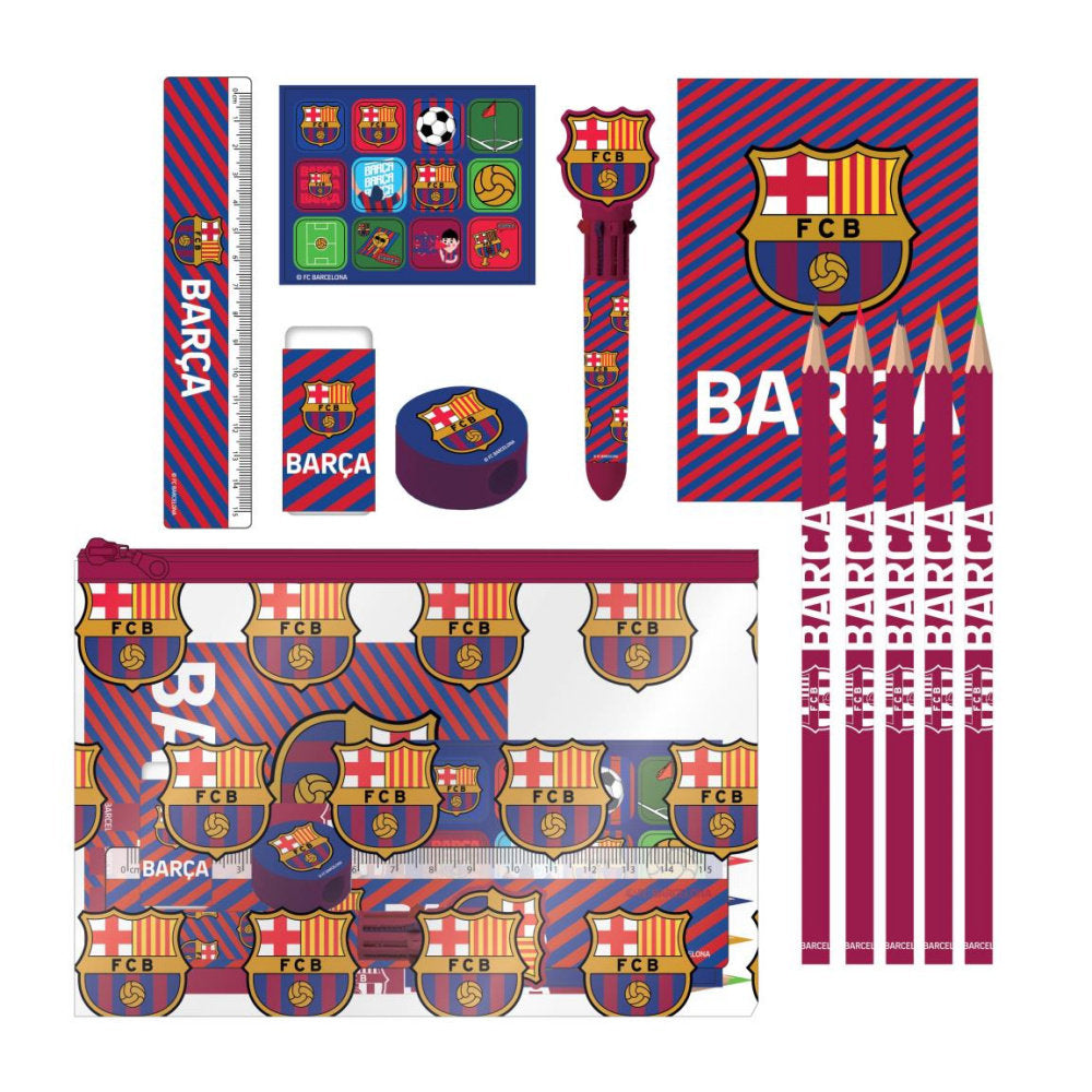 Set papelería estuche transparente + accesorios Barcelona