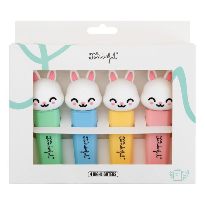 Set de 4 Subrayadores Conejo It's a Good Day to Have Fun MR WONDERFUL