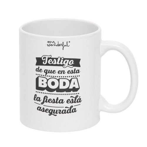 TAZA ICONIC - TESTIGO EN ESTA BODA LA FIESTA ESTA ASEGURADA | MR WONDERFUL | 1 UNIDAD | 8445641047212 Imagen principal del producto