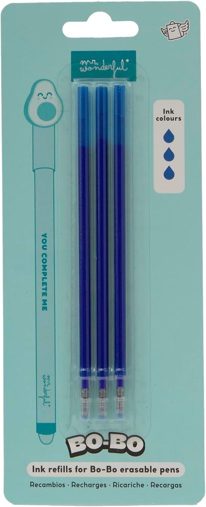 Set de 3 recambios borrables BO-BO tinta azul Mr Wonderful (Pack 10 uds)