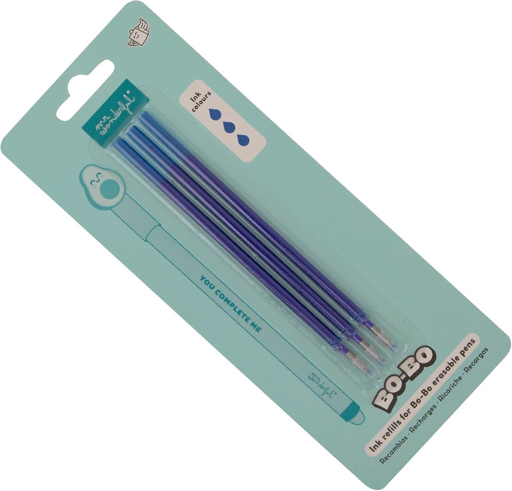 Set de 3 recambios borrables BO-BO tinta azul Mr Wonderful (Pack 10 uds)